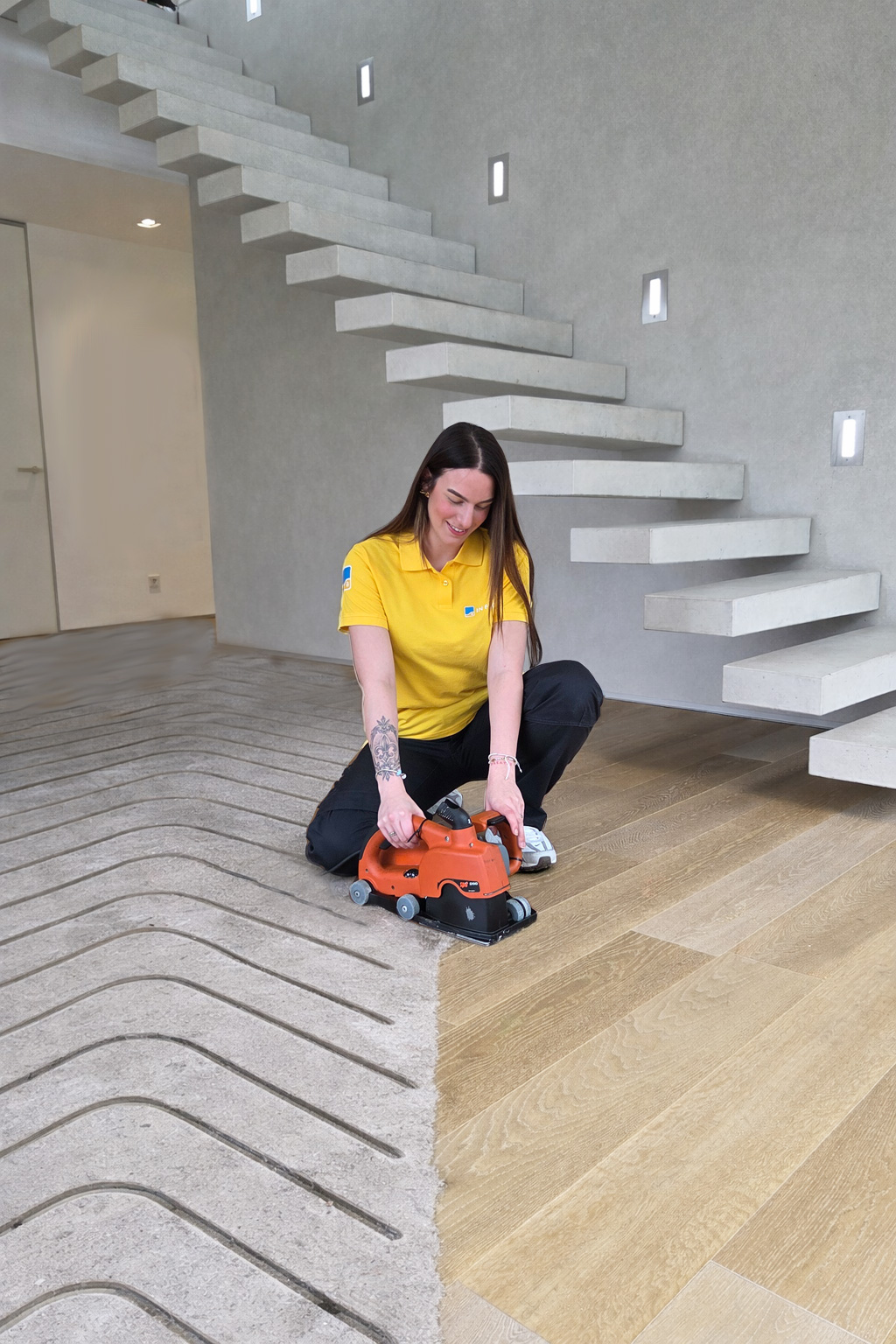 Fräsen einer Fußbodenheizung